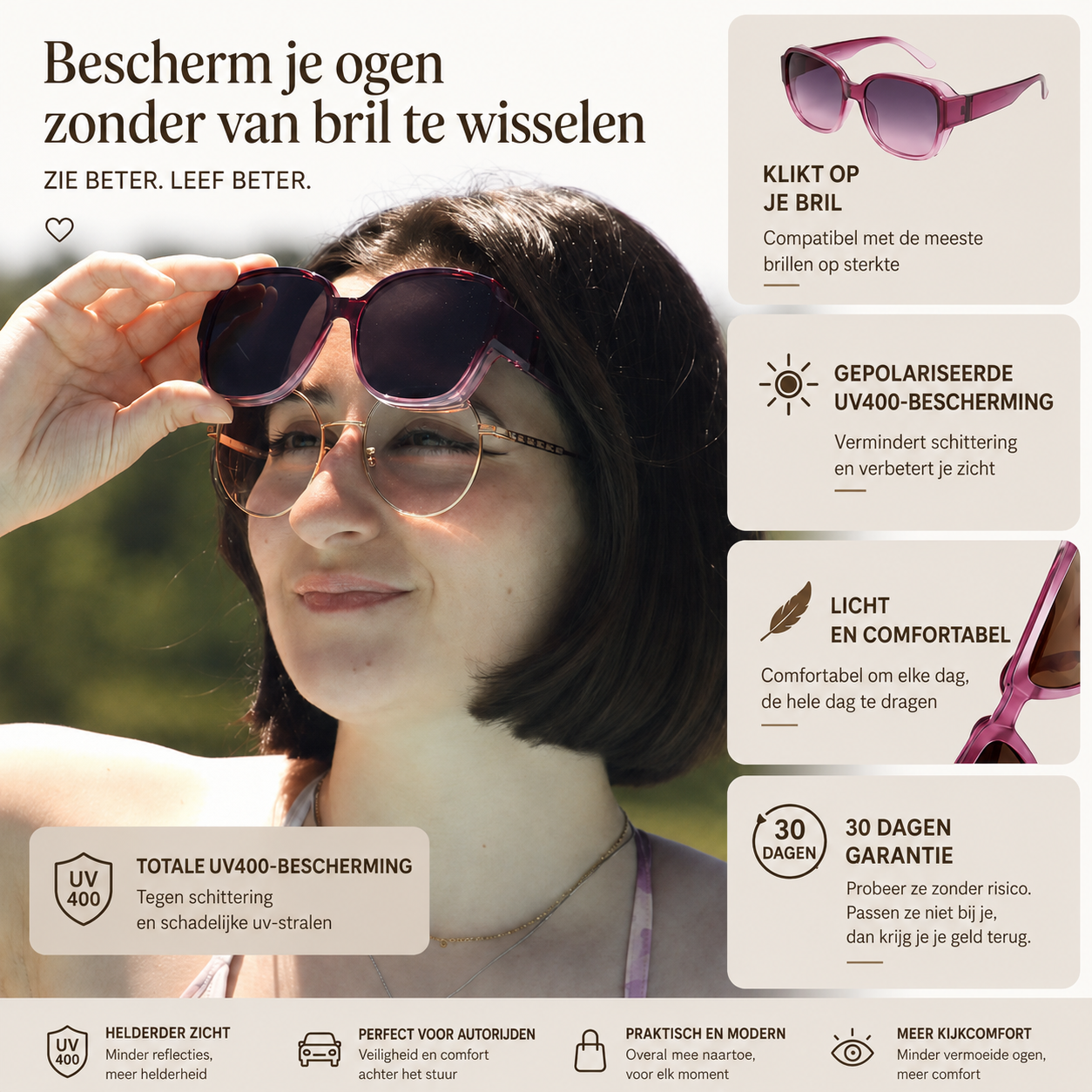 OptiShade® – Gepolariseerde Overzetzonnebril
